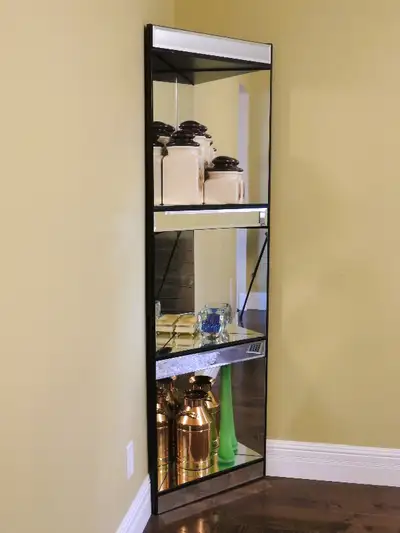 Two Mirror Corner Shelf Units, View more
