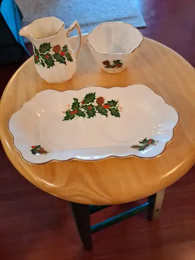 ROSINA "YULETIDE"Christmas Cream and Sugar set. Vintage, View more