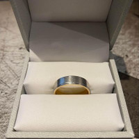 Brushed Inlay Wedding Ring in Platinum and 18K Rose Gold - BN
