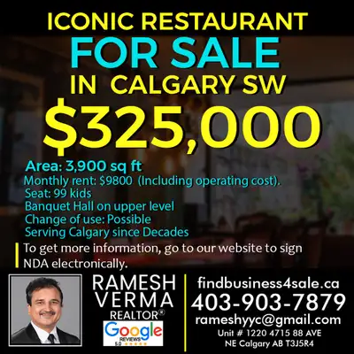 Iconic Restaurant for Sale in Calgary SW