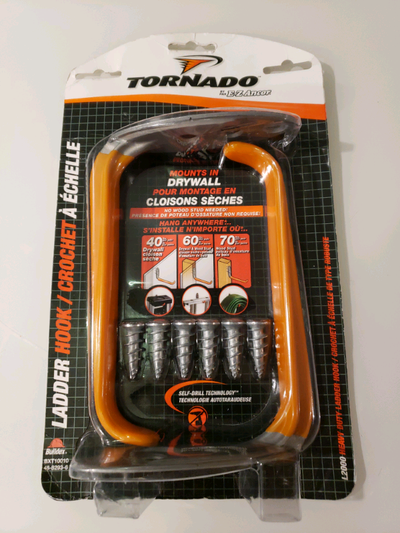 Mounts in drywall. No wood stud needed. Ladder hook. Hang anything anywhere. Made in USA. New. Seale...