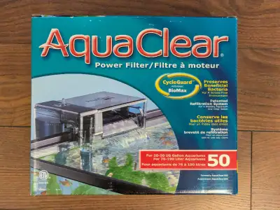 Used and 90% new (minor mineral build up) hang-on back aquarium filter for sale: AquaClear 50 (for 2...