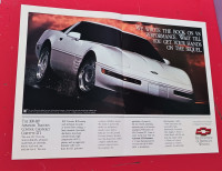 RETRO 1992 CHEVY CORVETTE ZR1 LTI ORIGINAL CAR AD - ANNONCE AUTO