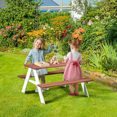 Kids Picnic Table and Chair Set, Wooden Table Bench Set Outdoor , View more