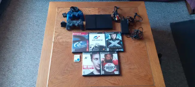 PS2 with 5 games, 2 controllers, cables, memory card in Older Generation in Owen Sound - Image 3