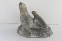 Sculpture of two seals Inuit style 10x8x6 inc