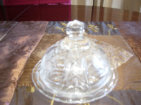 Vintage 2 piece Pinwheel Lead Crystal Domed  Butter Dish