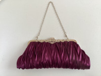 Purple Satin Evening Bag Clutch