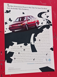 RETRO 1990 VOLKSWAGEN PASSAT ORIG CAR AD - ANNONCE VW