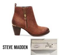 STEVE MADDEN - NWT WOMENS 8 -BROWN LEATHER ANKLE BOOTS / BOOTIES